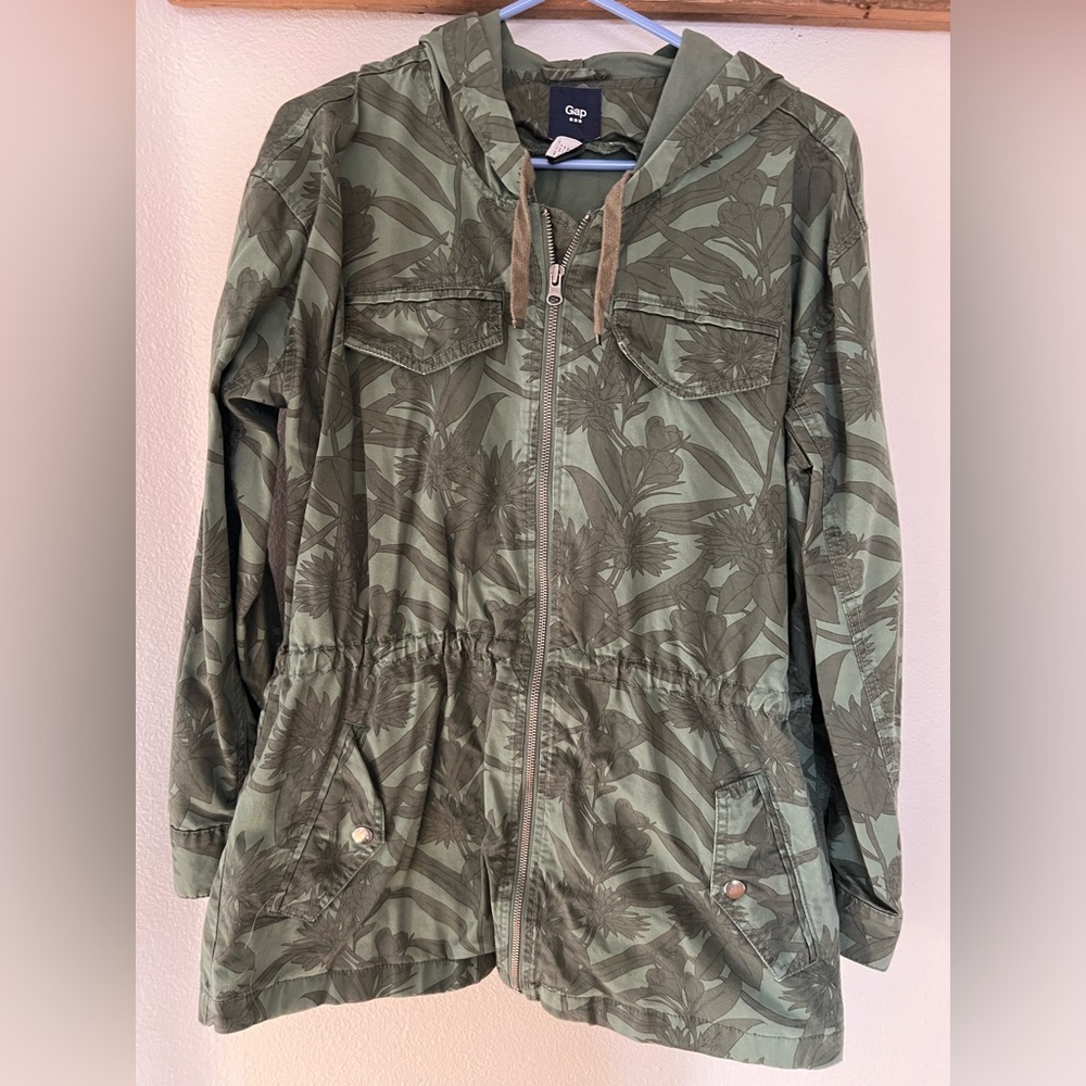 GAP Green Leaf Pattern Utility Jacket